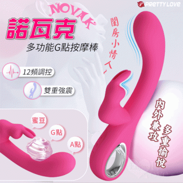  NOVAK 諾瓦克 12頻調控雙重強震多功能G點按摩棒﹝兔耳震陰/滑順舒適/USB充電﹞妳的閨房小情人~