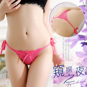 誘人側綁帶蕾絲丁字褲﹝玫紅﹞